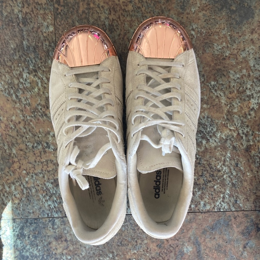 Adidas Women's Cream Sneakers with Rose Gold Accents